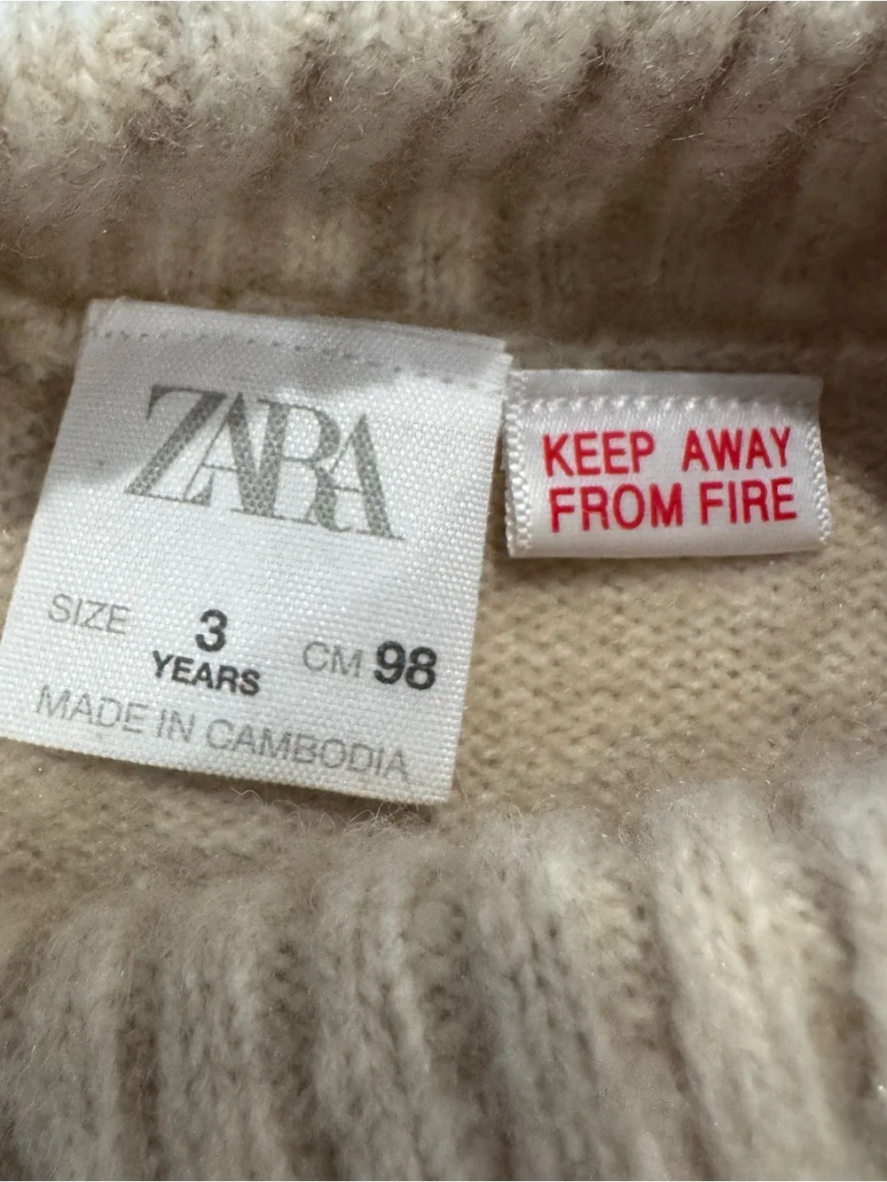 Zara Kids Oatmeal Beige Turtleneck Sweater 3Y Wool Blend